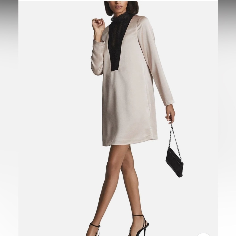 Reiss Gabriel Lace and Satin Mini Dress. Size 4. NWT Formal Business.